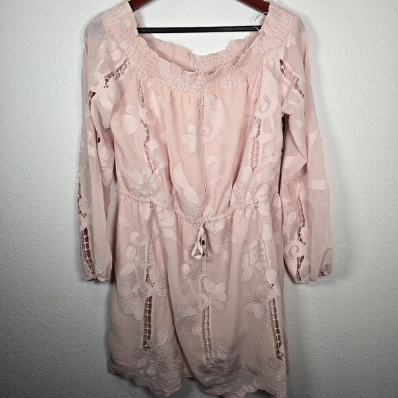 Lovers + Friends $228 Kory Off The Shoulder Dress Embroidered Bohemian‎ Mini XL - Picture 3 of 10